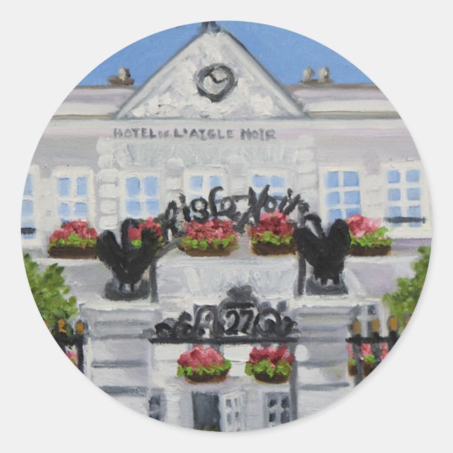 Adesivo Redondo Hotel L'Aigle Noir:Fontainebleau Vinheta FRANCE (Frente)