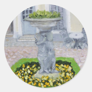 Adesivo Redondo Hotel Londres: vinheta de Fontainebleau FRANCE