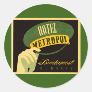 Adesivo Redondo Hotel Metropol Budapest Hungria Bellhop Hat