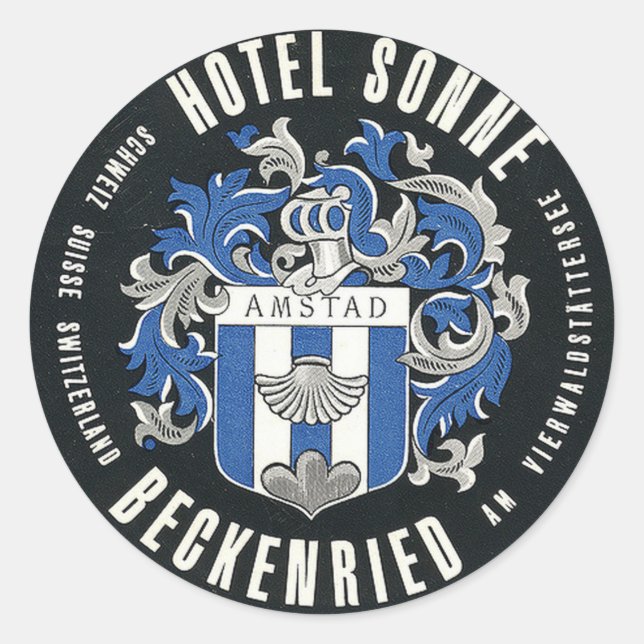 Adesivo Redondo Hotel Sonne Beckenried - viagem suíço (Frente)
