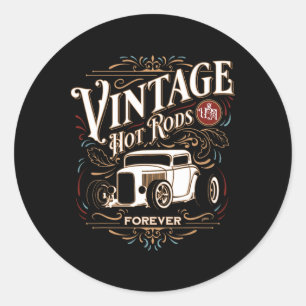 Adesivo Redondo Hotrods Antigos EUA Para Sempre Clique Nostalgia C