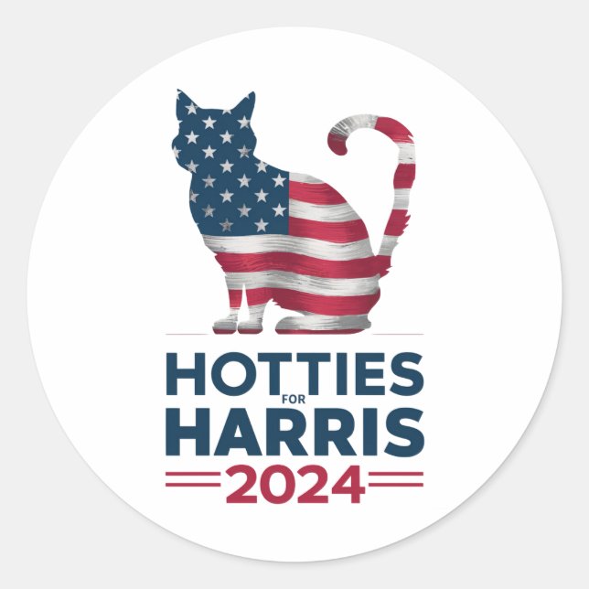 Adesivo Redondo Hotties Para Harris 2024 Cat Ladies Kamala Harris (Frente)