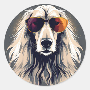 Adesivo Redondo Hound Afegão Elegante