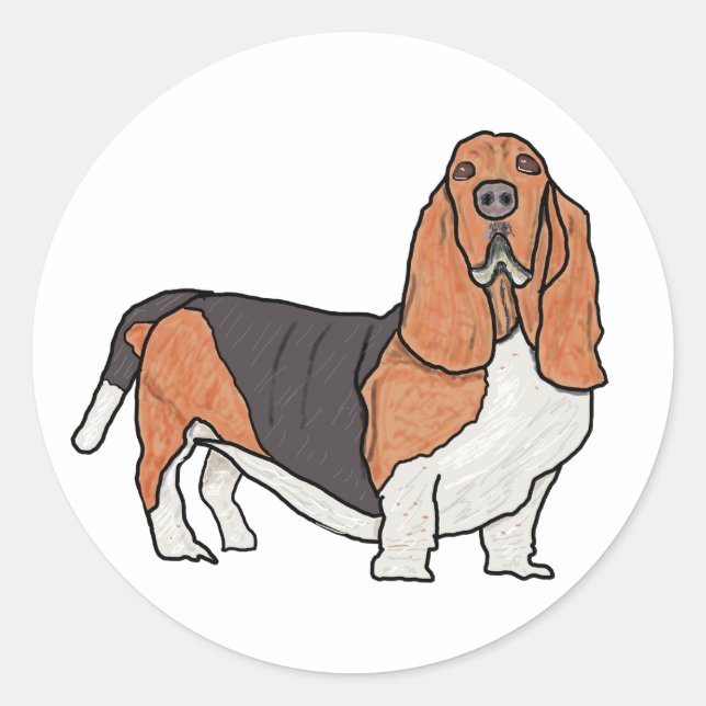 Adesivo Redondo Hound Basset (Frente)