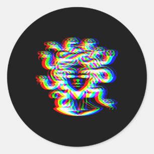 Adesivo Redondo House Music Medusa Dj Illusion Óptica Edm Hallowe