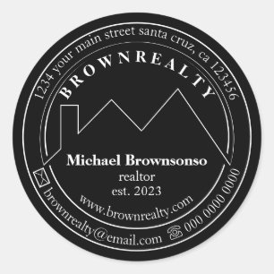 Adesivo Redondo House Roof Outline Logotipo Real Agent simplesment