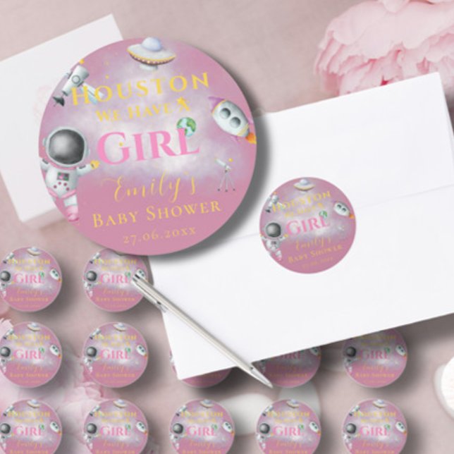 Adesivo Redondo Houston Temos Um Astronauta Do Espaço chá de frald (Criador carregado)