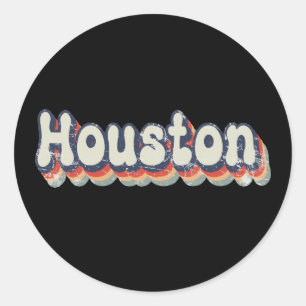 Adesivo Redondo Houston Texas Chrome City Classic Art