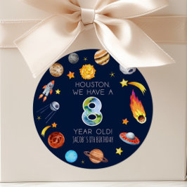 Adesivo Redondo Houston We Have A 8 Year Old 8th Birthday Party