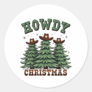 Adesivo Redondo Howdy Christmas Cactus Western Xmas
