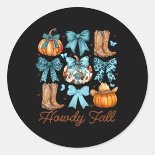 Adesivo Redondo Howdy Fall Western Pumpkin Coquette Arco Pumpkin
