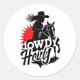 Adesivo Redondo Howdy Texas Western Melanin Black Cowgirl African