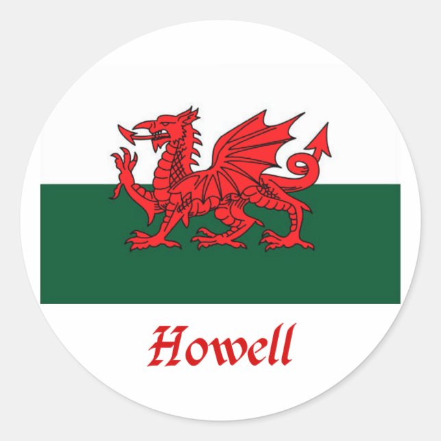 Adesivo Redondo Howell Welsh Flag (Frente)
