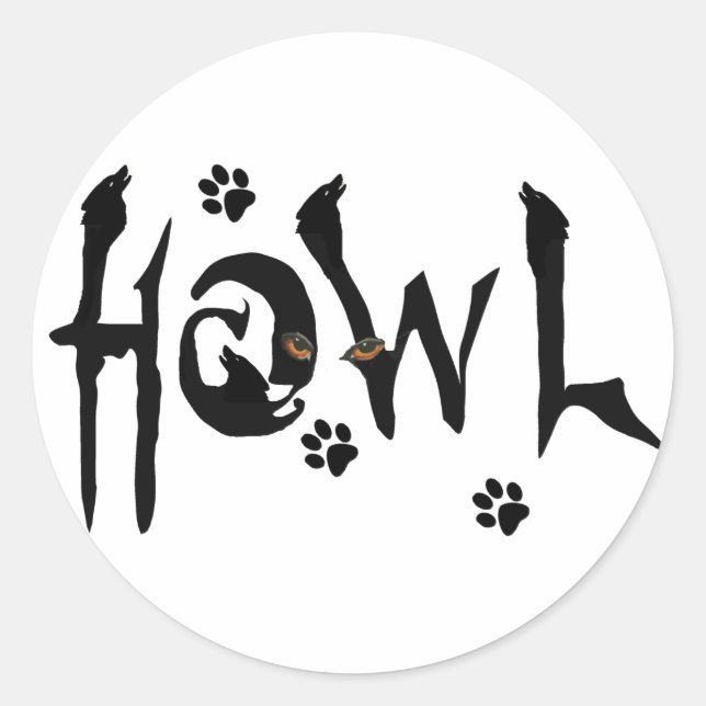 Adesivo Redondo Howl Wolf Sticker (Frente)