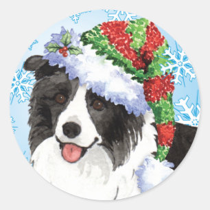 Adesivo Redondo Howliday feliz border collie