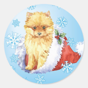 Adesivo Redondo Howliday feliz Pomeranian