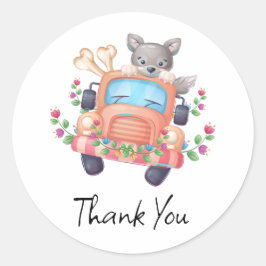 Adesivo Redondo Howling and Joy Cute Cinza Wolf