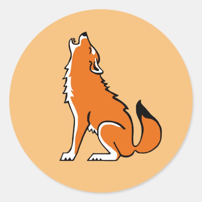 Adesivo Redondo Howling Wolf - Nature - Wildlife - USA - Orange (Frente)
