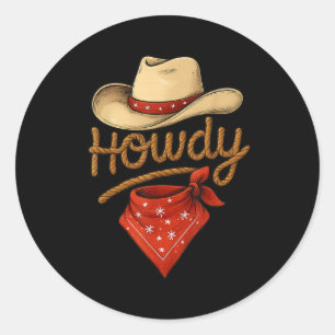 Adesivo Redondo Howy Retro Western Funny Cowboy Ou Cowgirl