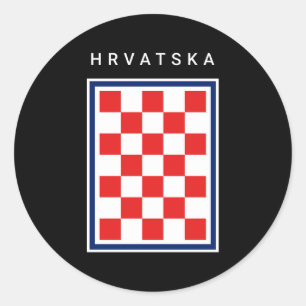 Adesivo Redondo Hrvatska Checker Azul Fronteira