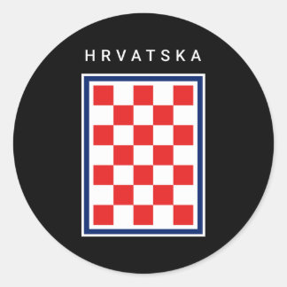 Adesivo Redondo Hrvatska Checker Blue Border