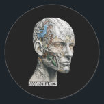 Adesivo Redondo Hu Head Science Anatomy Biomechanics<br><div class="desc">Hu Head Science Anatomy Biomechanics cria um design único examinando a intrincada estrutura da cabeça humana através de uma lente científica. Envolva a complexidade e a dinâmica desta magnífica anatomia.</div>