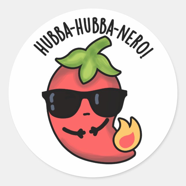 Adesivo Redondo Hubba-hubba-nero Funny Habanero Pun (Frente)