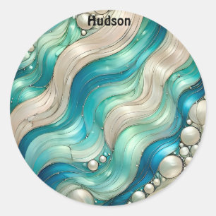 Adesivo Redondo HUDSON ~ SHINY Blue Abstrato ~