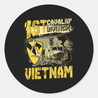 Adesivo Redondo Huey Helicopter 1rua Divisão de Cavalaria Vietnam 