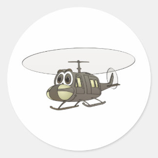 Adesivo Redondo Huey Helicopter Cartoon