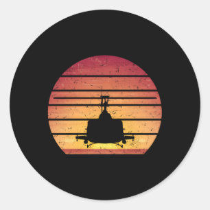 Adesivo Redondo Huey Helicopter Style Vietnam Chopper