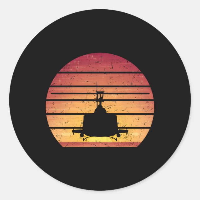 Adesivo Redondo Huey Helicopter Style Vietnam Chopper (Frente)