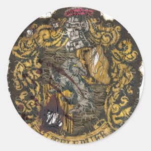 Adesivo Redondo Hufflepuff Crest - Destruído