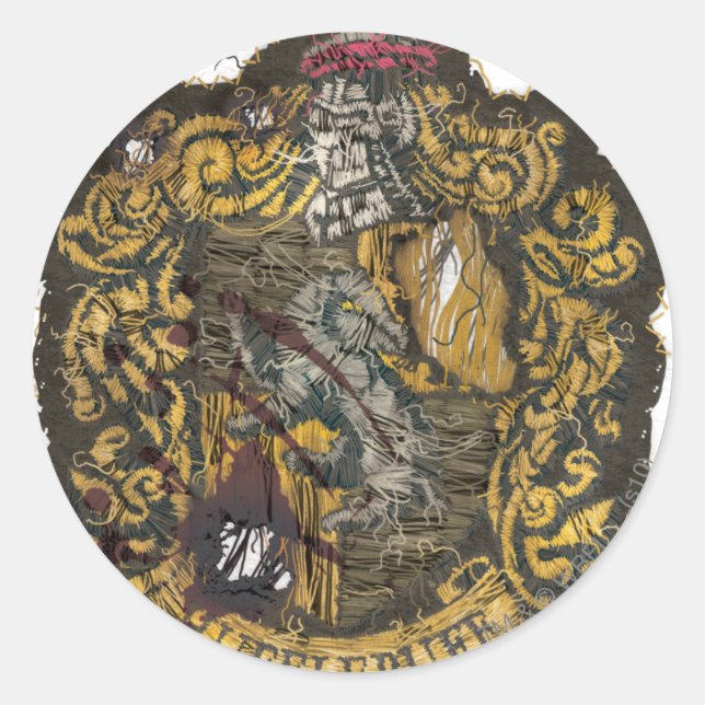 Adesivo Redondo Hufflepuff Crest - Destruído (Frente)