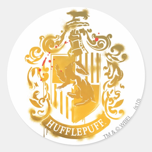 Adesivo Redondo Hufflepuff Crest - Splattered (Frente)