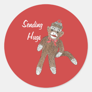 Adesivo Redondo Hug Monkey Sticker