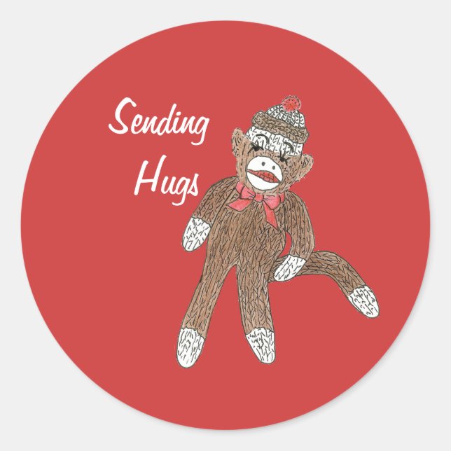 Adesivo Redondo Hug Monkey Sticker (Frente)
