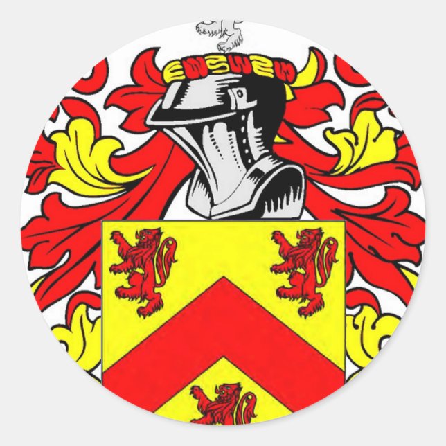 Adesivo Redondo Hughes (Irlandês) Casaco de Armas (Frente)