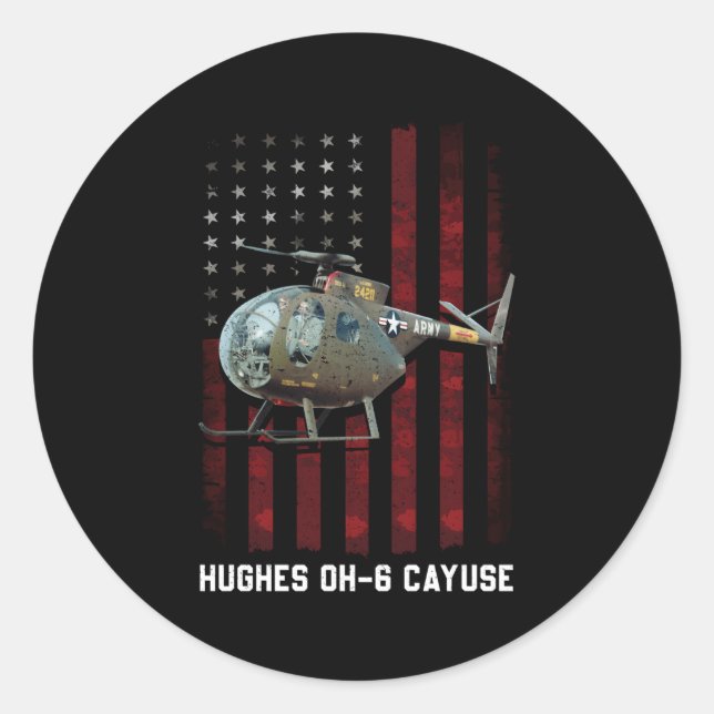 Adesivo Redondo Hughes Oh 6 Cayuse Oh 6 Loach Helicopter (Frente)