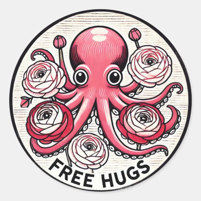 Adesivo Redondo Hugs Gratuitos (Frente)