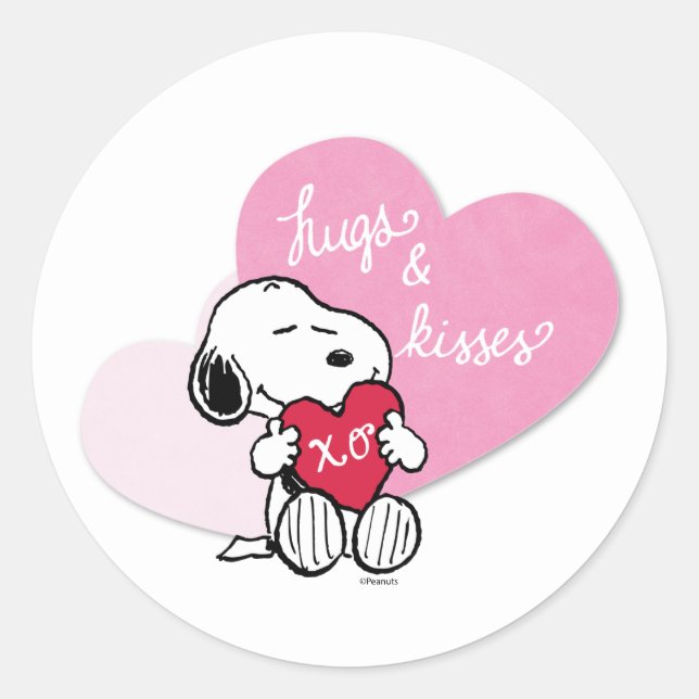 Adesivo Redondo Hugs & Kisses de Snoopy (Frente)