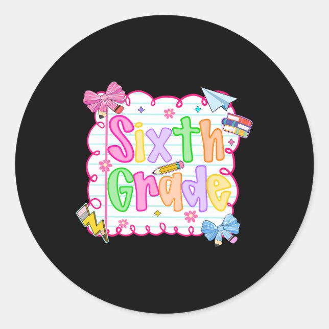 Adesivo Redondo Hugvyn De Volta À Faculdade De Doces De Sexta Séri (Frente)