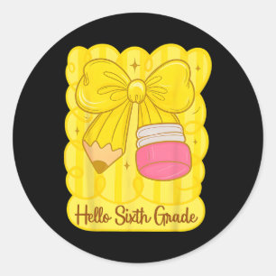 Adesivo Redondo Hugvyn De Volta Ao Lápis De Coquetes Escolares Do 