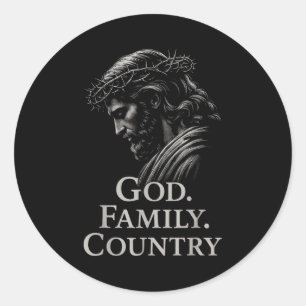 Adesivo Redondo Hugvyn Deus Família País Jesus Fé Cristã Mi
