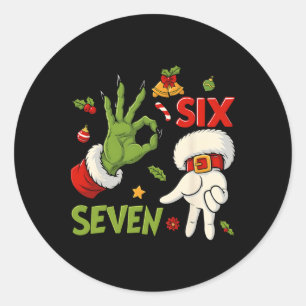 Adesivo Redondo Hugvyn Divertido Seis Sete Meme Natal Papai Noel D