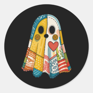 Adesivo Redondo Hugvyn Halloween Patchwork Ghost Spooky Quilt Ghos