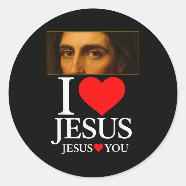 Adesivo Redondo Hugvyn I Love Jesus I Heart Jesus Faith American C (Frente)