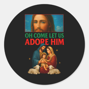 Adesivo Redondo Hugvyn Natal Natividade Jesus Oh Venha Deixem-Nos 