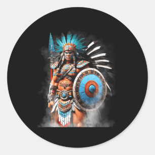 Adesivo Redondo Huitzilopochtli Aztec Sun E Guerra - Deus Tenochti