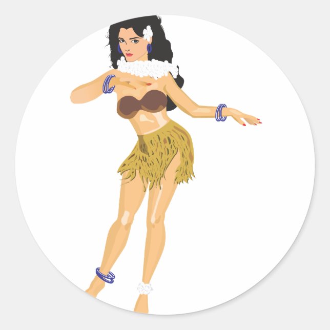 Adesivo Redondo Hula Girl (Frente)